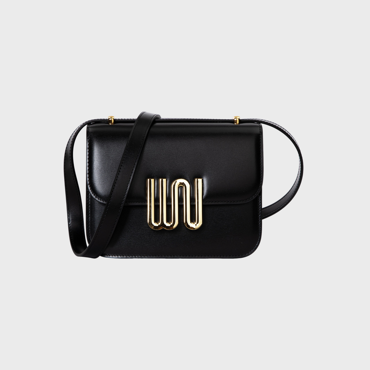 Pyrite Noir black European calf leather crossbody bag
