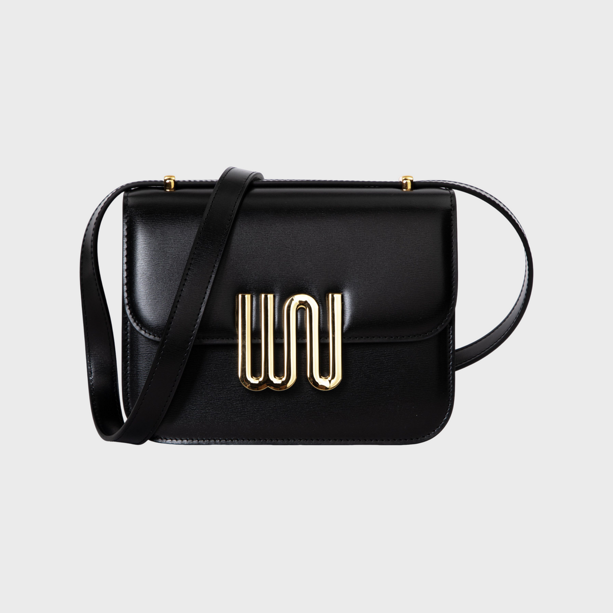 Pyrite Noir black European calf leather crossbody bag