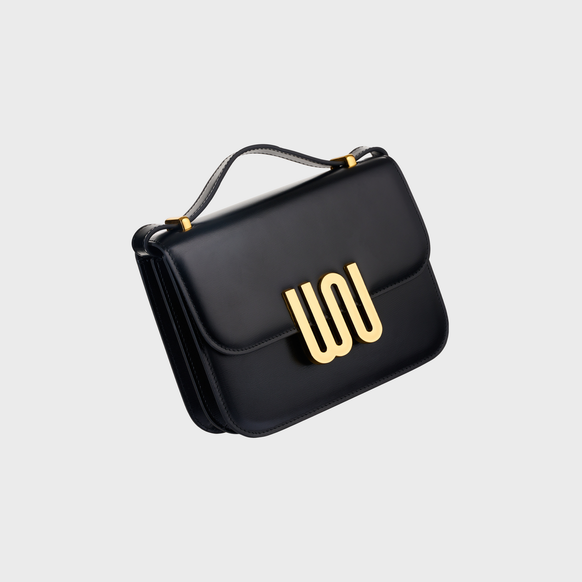 Pyrite Noir black European calf leather crossbody bag