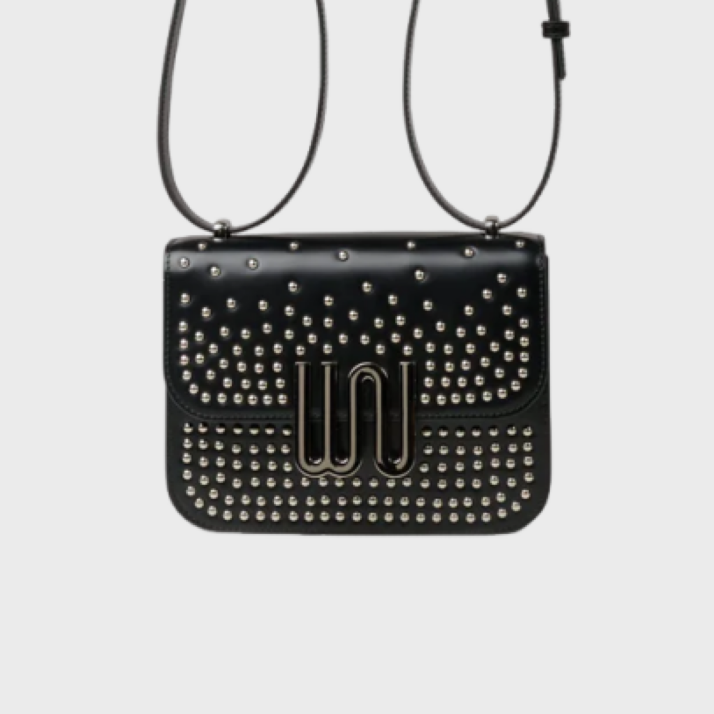Pyrite Noir Studded shoulder bag in black leather