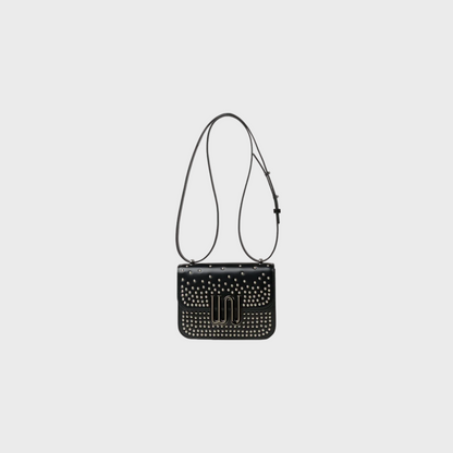 Pyrite Noir Studded shoulder bag in black leather
