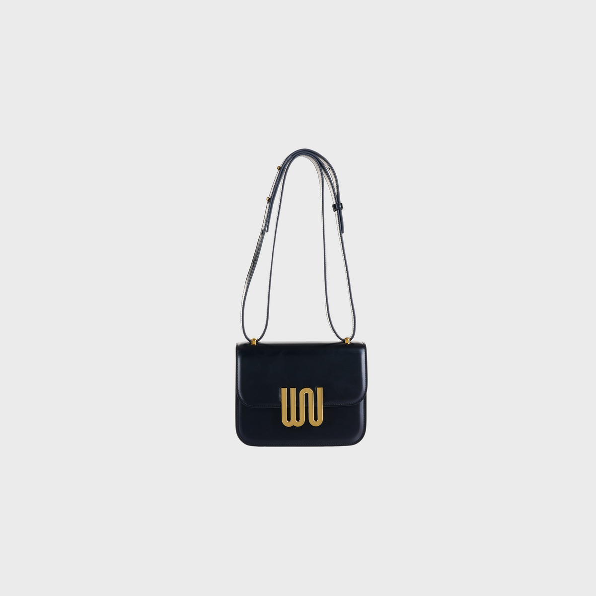Pyrite Noir black European calf leather crossbody bag