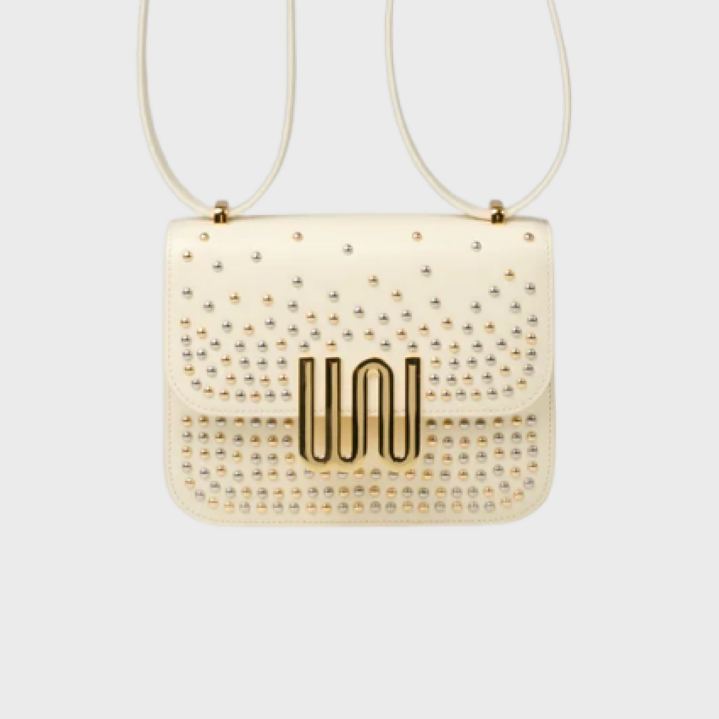 Pyrite Nougat studded mini bag in Togo leather