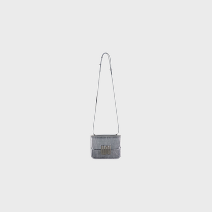 Pyrite Sleek Silver crossbody in radiant medium-grain leather
