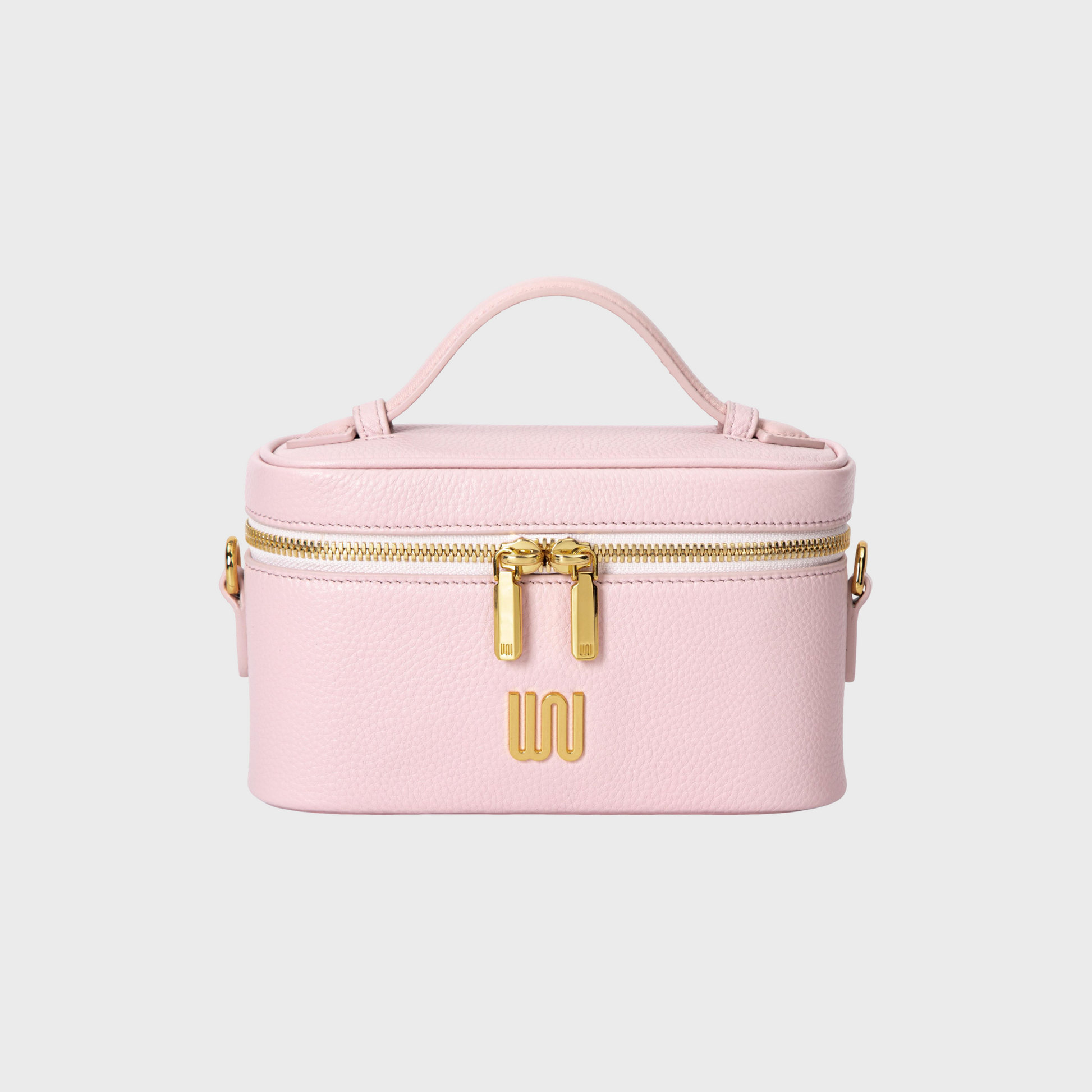 Quartz Blush Chic vanity bag in soft blush with pebbled leather texture