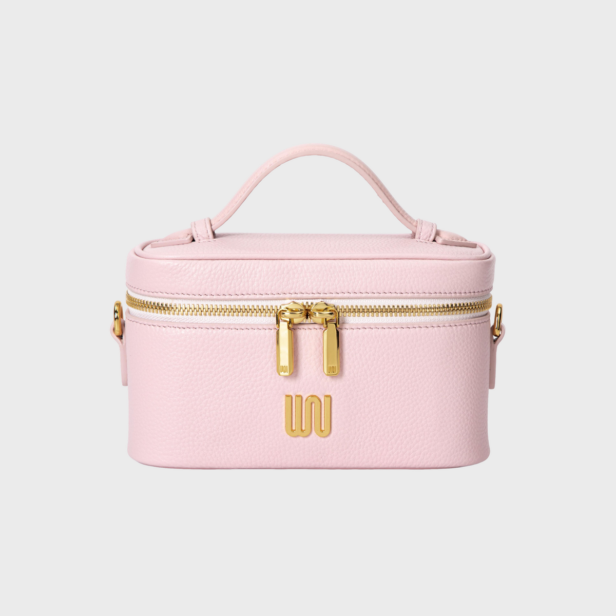 Quartz Blush Chic vanity bag in soft blush with pebbled leather texture