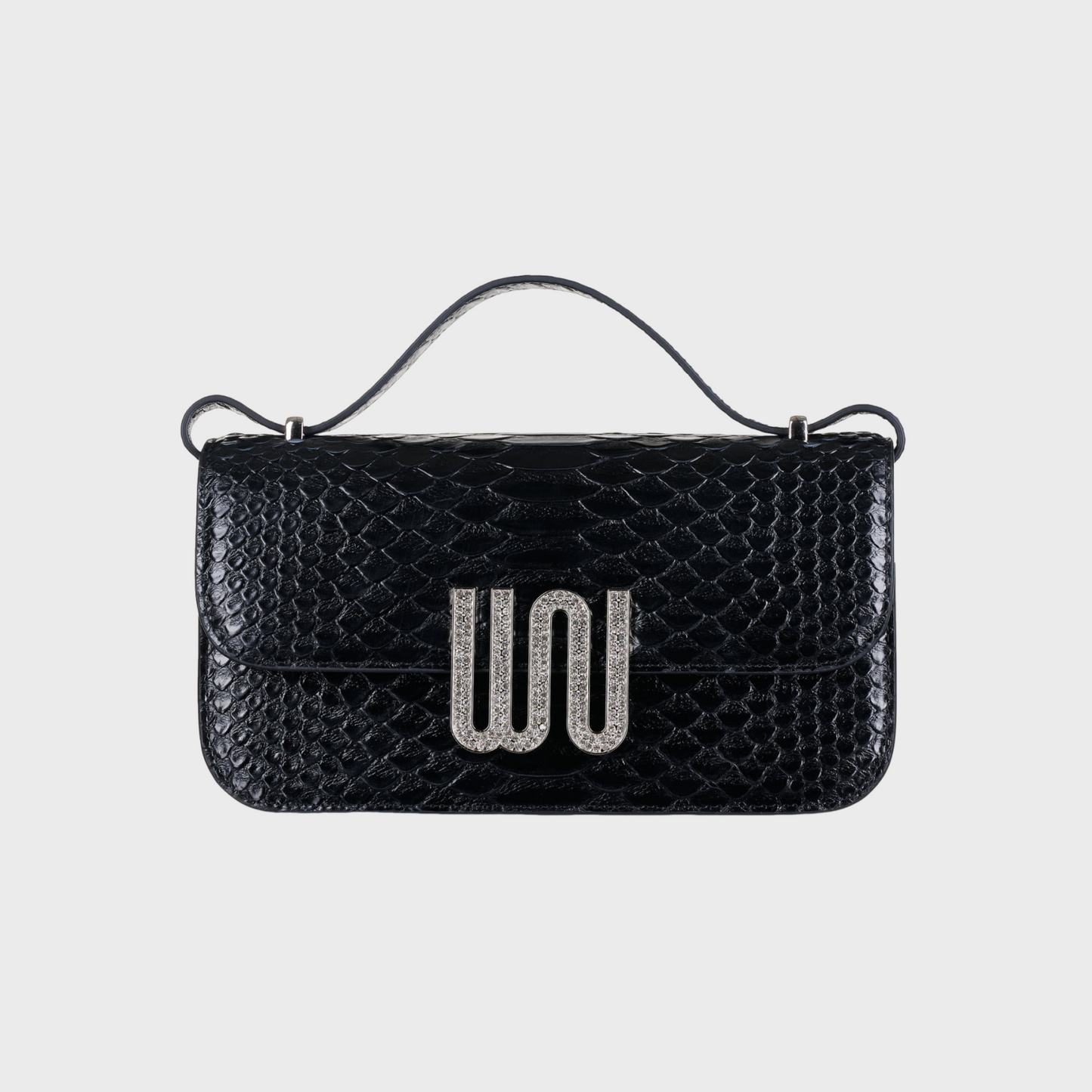 Selenite Noir bag in Togo leather with snake detail