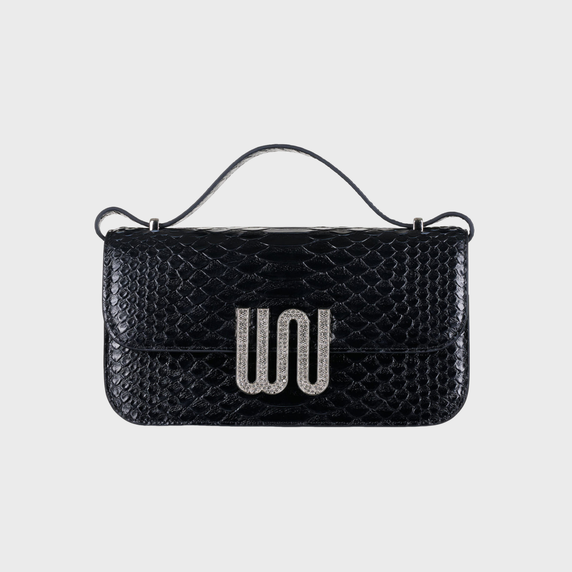 Selenite Noir bag in Togo leather with snake detail