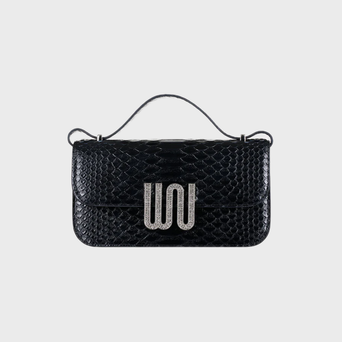 Selenite Noir bag in Togo leather with snake detail
