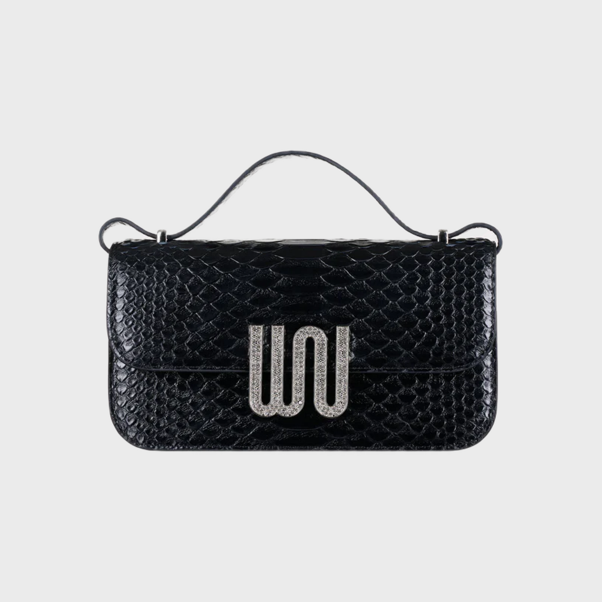 Selenite Noir bag in Togo leather with snake detail