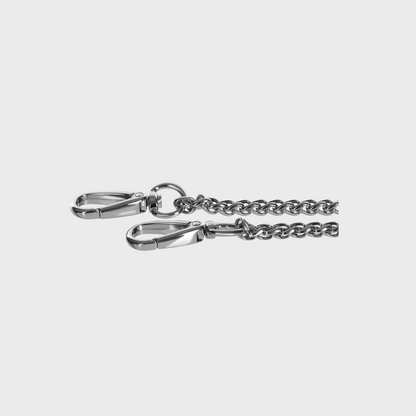 Silver chain with clasp on a white background
