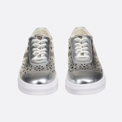 Sleek Silver Charm Sneakers