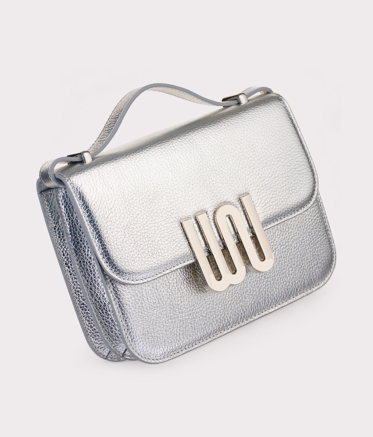 White Noise The Label Pyrite Sleek Silver crossbody bag, side view