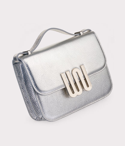 White Noise The Label Pyrite Sleek Silver crossbody bag, side view