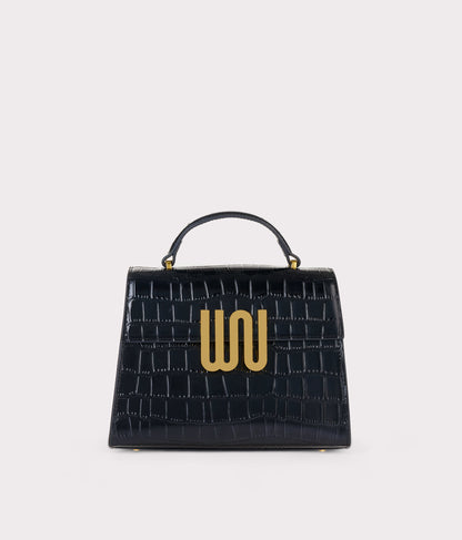 White Noise The Label Bronzite Noir satchel, front view