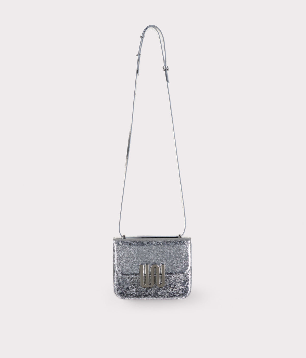 White Noise The Label Pyrite Sleek Silver crossbody bag, front view