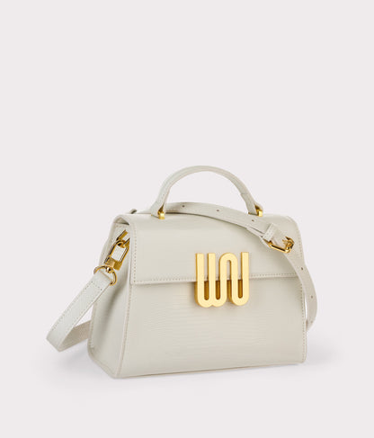 White Noise The Label Bronzite Nougat satchel, front view